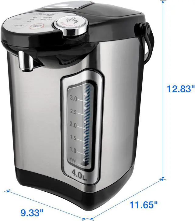 Alt view image 7 of 8 - Rosewill RHAP-16002 Electric Hot Water Boiler and Warmer, 4.0 Liter Hot Water Dispenser, Stainless Steel | Great for Coffee, Tea, Soup, or Hot Cereal | White