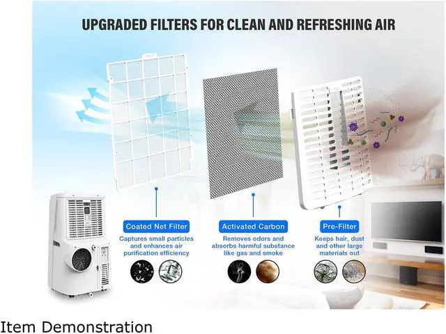 Alt view image 5 of 10 - Rosewill Portable Air Conditioner 12,000 BTU, 4-in-1: AC, Fan, Dehumidifier & Heater, Remote Control, Self-Evaporation, Up to 300 Sq.Ft., White - (RHPA-18003)