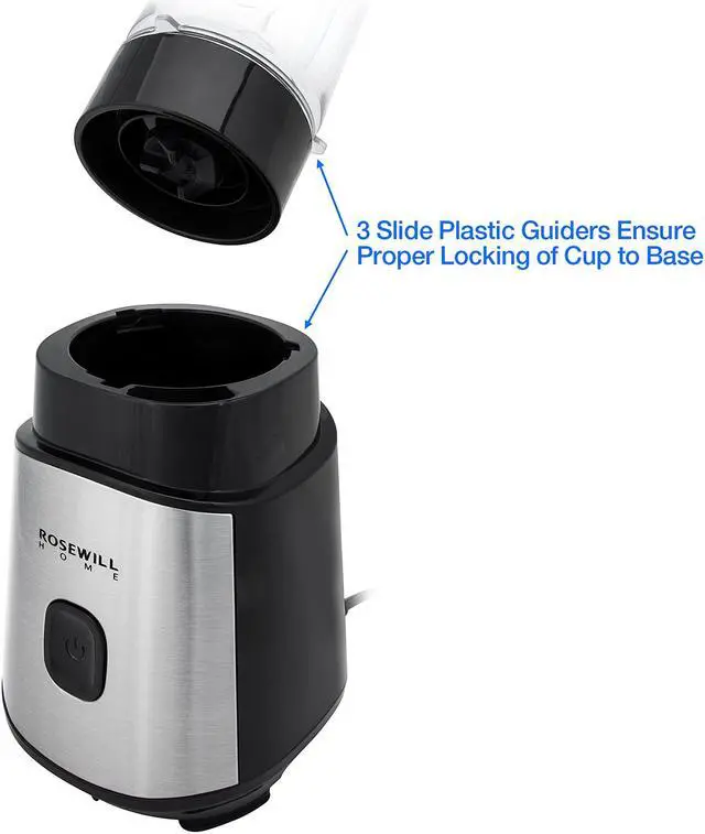 Alt view image 5 of 16 - Rosewill Single Server Blender with Vacuum Bottle, Portable Personal Size Juicer Smoothie Blender | 300 Watt Motor | 20 oz BPA-Free Dishwasher Safe Tritan Stainless Steel Blades - RHBL-18001