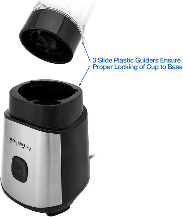 Alt view image 6 of 14 - Rosewill Single Serve Personal Blender for Smoothies, Juices & Shakes, Includes Two 20 oz. BPA-Free Travel Bottles, 300W, Black - (RHBL-18002)