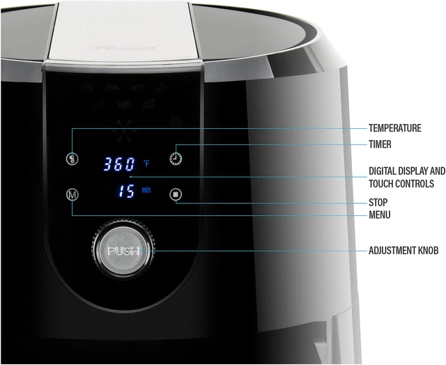 Alt view image 5 of 8 - Rosewill RHAF-19001 XL Air Fryer 5.8-Quart (5.5-Liter) Extra Large Capacity with Temperature/Timer Settings and 7 Cooking Presets, 1800W Oil-Less Low-Fat Air Frying