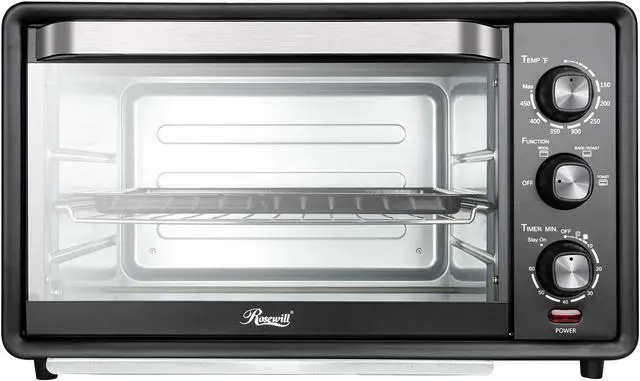 Alt view image 2 of 7 - Rosewill RHTO-19001 19L 6-Slice Toaster Oven with Timer & Temperature Settings | 19-Liter Large Capacity |Stainless Steel Countertop Toaster Oven with Baking Pan and Broil Rack | Black