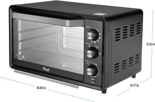 Alt view image 3 of 7 - Rosewill RHTO-19001 19L 6-Slice Toaster Oven with Timer & Temperature Settings | 19-Liter Large Capacity |Stainless Steel Countertop Toaster Oven with Baking Pan and Broil Rack | Black