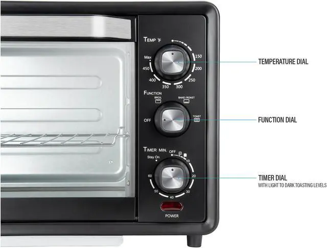 Alt view image 6 of 7 - Rosewill RHTO-19001 19L 6-Slice Toaster Oven with Timer & Temperature Settings | 19-Liter Large Capacity |Stainless Steel Countertop Toaster Oven with Baking Pan and Broil Rack | Black