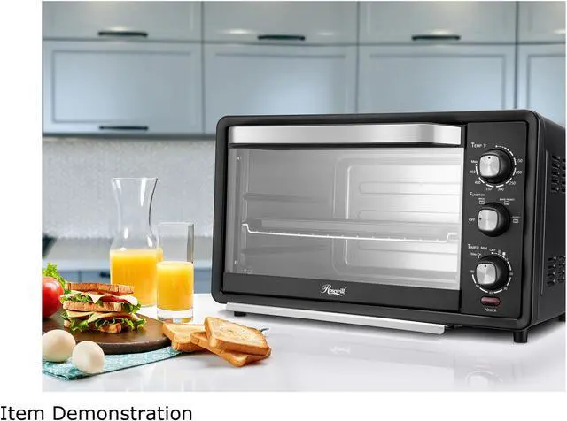 Alt view image 7 of 7 - Rosewill RHTO-19001 19L 6-Slice Toaster Oven with Timer & Temperature Settings | 19-Liter Large Capacity |Stainless Steel Countertop Toaster Oven with Baking Pan and Broil Rack | Black