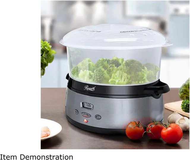 Alt view image 7 of 7 - Rosewill 3 Tier Digital Food Steamer with BPA-Free Stackable Baskets, 90-Minute Timer with Quick Heating Function, 9.5-Qt, 800W - RHST-20001