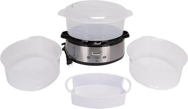 Alt view image 4 of 7 - Rosewill 3 Tier Digital Food Steamer with BPA-Free Stackable Baskets, 90-Minute Timer with Quick Heating Function, 9.5-Qt, 800W - RHST-20001