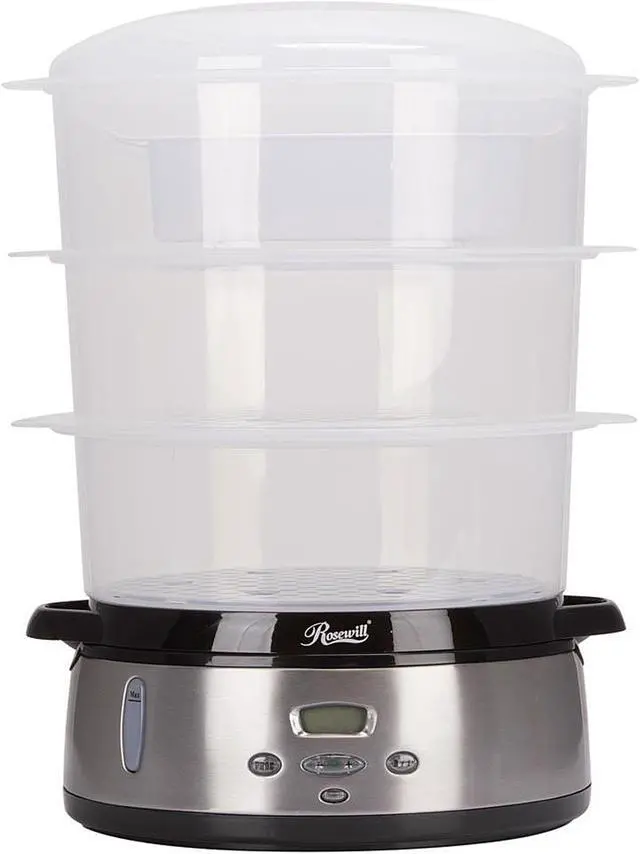 Alt view image 3 of 7 - Rosewill 3 Tier Digital Food Steamer with BPA-Free Stackable Baskets, 90-Minute Timer with Quick Heating Function, 9.5-Qt, 800W - RHST-20001