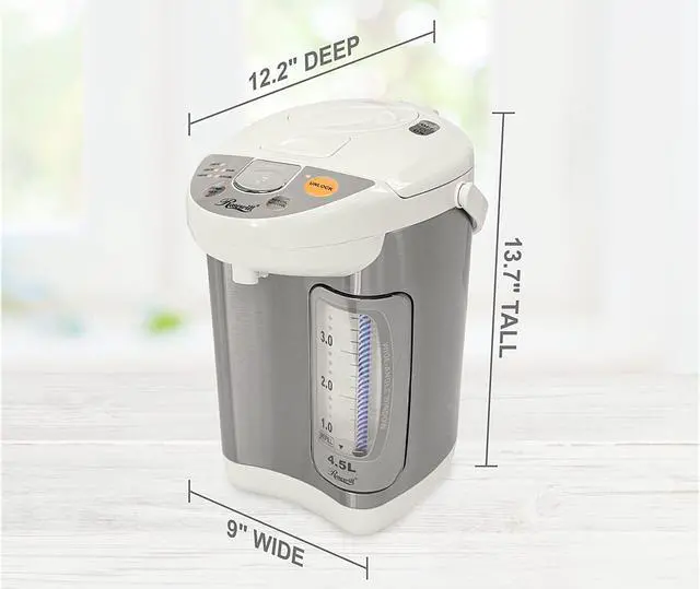Alt view image 6 of 6 - Rosewill 4.8 Quarts Stainless Steel Hot Water Boiler and Warmer | 3 Temperature Settings | Automatic and Manual Dispense | Safety Features, Boil Dry Protection, Auto Shutoff | White