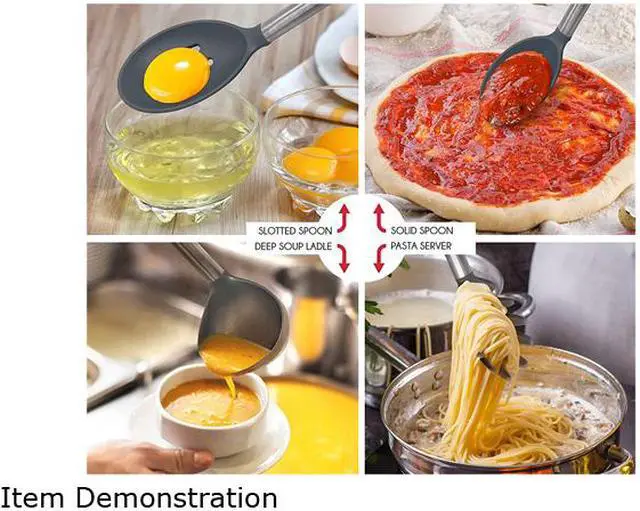 Alt view image 4 of 9 - Rosewill Kitchen Silicone Cooking Utensil Set | High Heat Resistant Spatulas, Spoons, Ladle, Tongs With Stainless Steel Handle, Draining Holder | 14-Piece, Food Grade, Dishwasher Safe (RHKU-21001)