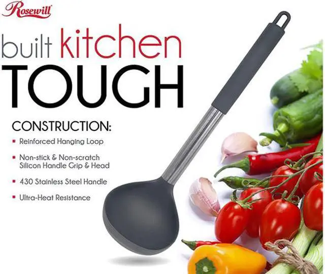 Alt view image 6 of 9 - Rosewill Kitchen Silicone Cooking Utensil Set | High Heat Resistant Spatulas, Spoons, Ladle, Tongs With Stainless Steel Handle, Draining Holder | 14-Piece, Food Grade, Dishwasher Safe (RHKU-21001)