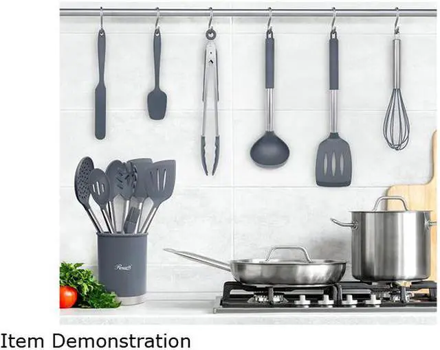 Alt view image 9 of 9 - Rosewill Kitchen Silicone Cooking Utensil Set | High Heat Resistant Spatulas, Spoons, Ladle, Tongs With Stainless Steel Handle, Draining Holder | 14-Piece, Food Grade, Dishwasher Safe (RHKU-21001)