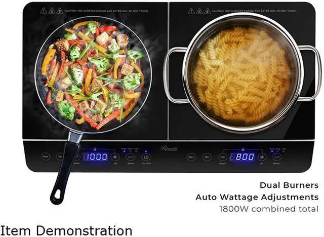 Alt view image 2 of 7 - Rosewill Dual Induction Cooktop Burner, 1800W Double Electric Stove Tops, Digital Touch Sensor Panels for Independent Settings, Timer, Auto Shut-Off, Child Safety Lock, Energy & Time Saving - (RHDI-21001)