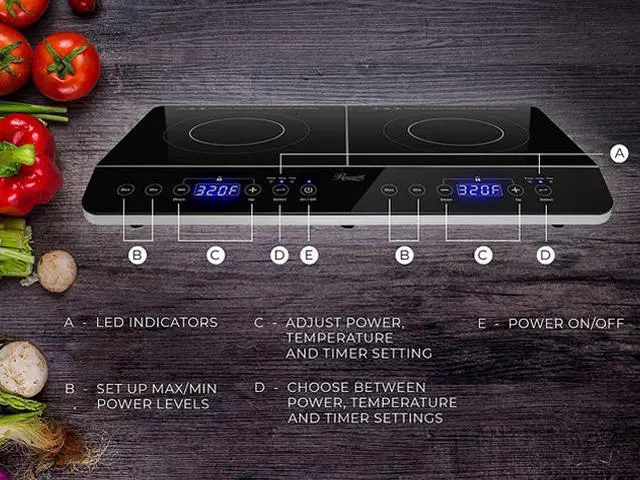 Alt view image 7 of 7 - Rosewill Dual Induction Cooktop Burner, 1800W Double Electric Stove Tops, Digital Touch Sensor Panels for Independent Settings, Timer, Auto Shut-Off, Child Safety Lock, Energy & Time Saving - (RHDI-21001)
