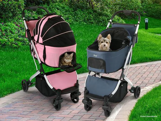 Alt view image 3 of 7 - Rosewill 3-in-1 Pet Stroller for Small/Medium Cats or Dogs, Removable Carrier, Waterproof, 6 Pocket Organizer & Basket, One-Hand Fold, Great for Walking/Jogging/Travel, Navy Blue - (RPPS-22001N)