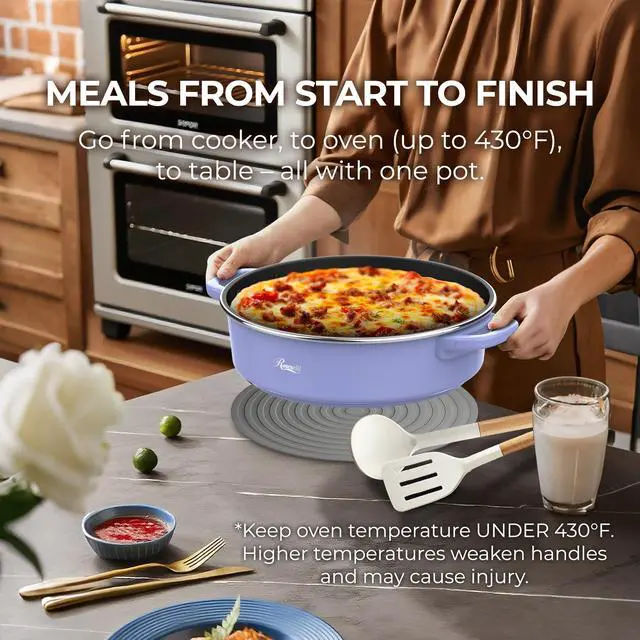 Alt view image 6 of 9 - Rosewill 12.7 QT Electric Hot Pot with Multiple Functions, Split Design with 11.8 inch Wider Cooking Pot and SUS Steam Basket, 1600W High Power, Includes Utensils - Iris
