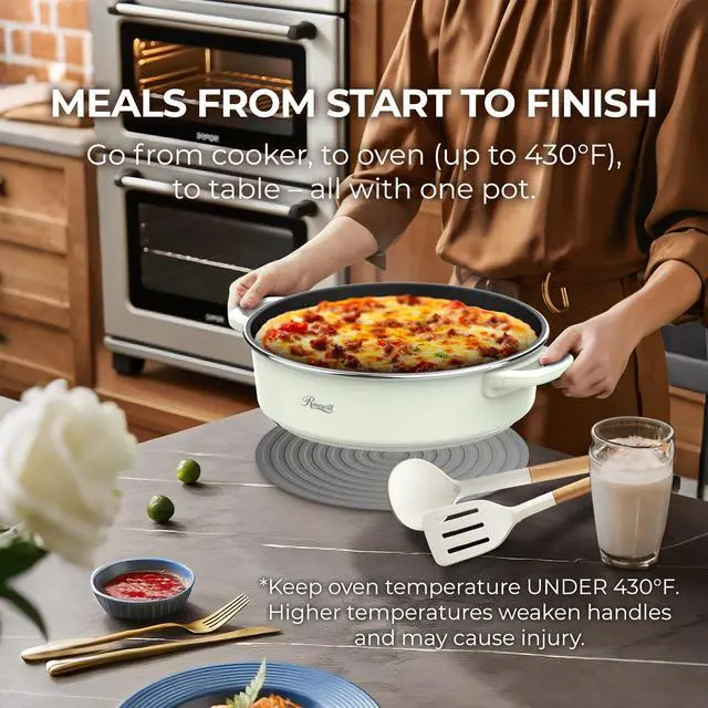 Alt view image 6 of 9 - Rosewill 12.7 QT Electric Hot Pot with Multiple Functions, Split Design with 11.8 inch Wider Cooking Pot and SUS Steam Basket, 1600W High Power, Includes Utensils - Light Green