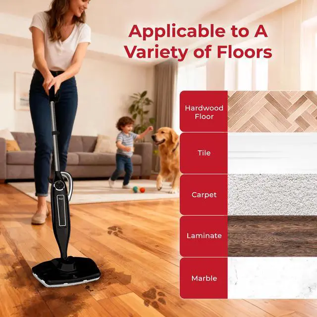 Alt view image 3 of 8 - Rosewill 11-in-1 Steam Mop, 260°F Handheld Steam Cleaner, 1200W Detachable Steam Mops for Floor Cleaning,  Removable Tank, Multi-Purpose Steamer for Hardwood, Tile, Grout, Furniture - Black