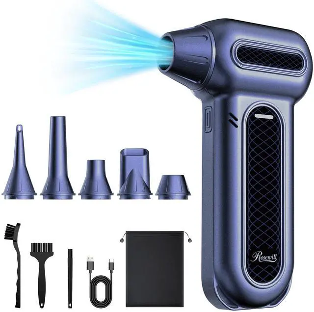 Main image of Rosewill Electric Air Duster - 130,000 RPM Super Power Cordless Compressed with Turbo Mode, 4-Gear Adjustable Mini Blower with Fast Charging, Inflation and Suction, Dust Blower for Computer, Keyboard