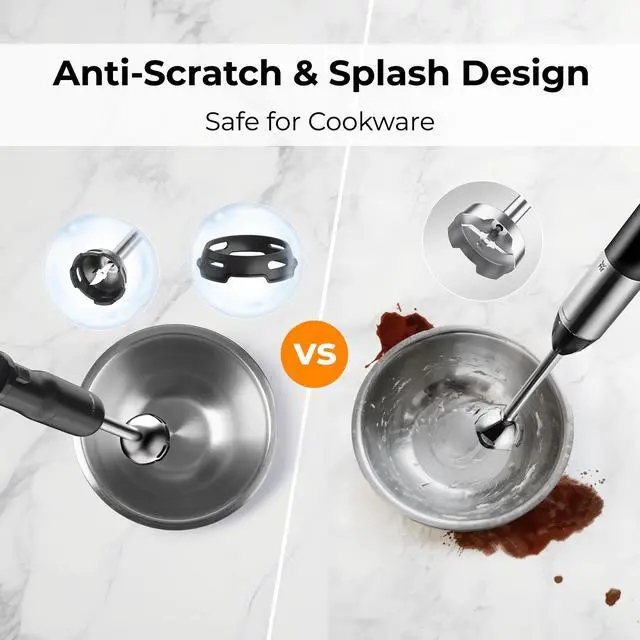 Alt view image 6 of 7 - Rosewill 6-in-1 Multi-Speed Cordless Rechargeable Immersion Hand Blender,  Heavy Duty Motor - Stick Blender, Beaker, Whisk, Chopper, Dual Beater, Milk Frother - For Smoothies, Baby Food, Soup - Black