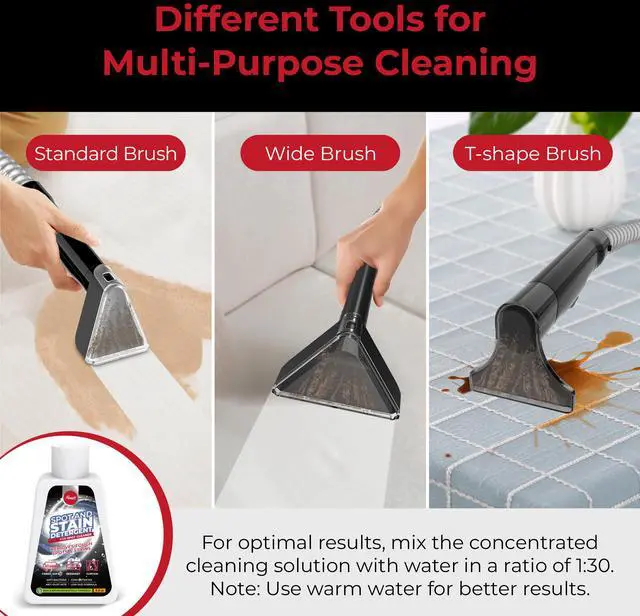 Alt view image 5 of 8 - Rosewill Multi-Purpose Portable Carpet and Upholstery Cleaner with 74.4 oz Large Water Tank, Self Cleaning, Powerful Suction 17 KPa Spot Cleaner, 600W Motor, 4 Tools for Pets, Car, Couch and Stairs