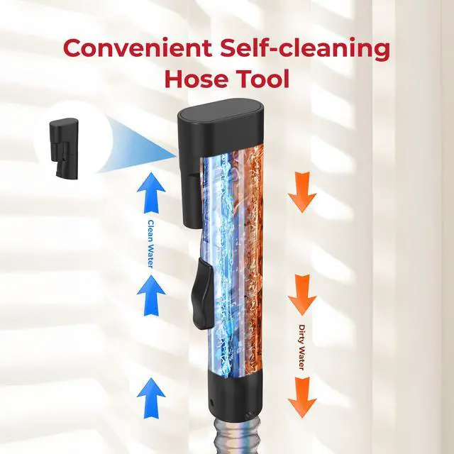 Alt view image 7 of 8 - Rosewill Multi-Purpose Portable Carpet and Upholstery Cleaner with 74.4 oz Large Water Tank, Self Cleaning, Powerful Suction 17 KPa Spot Cleaner, 600W Motor, 4 Tools for Pets, Car, Couch and Stairs