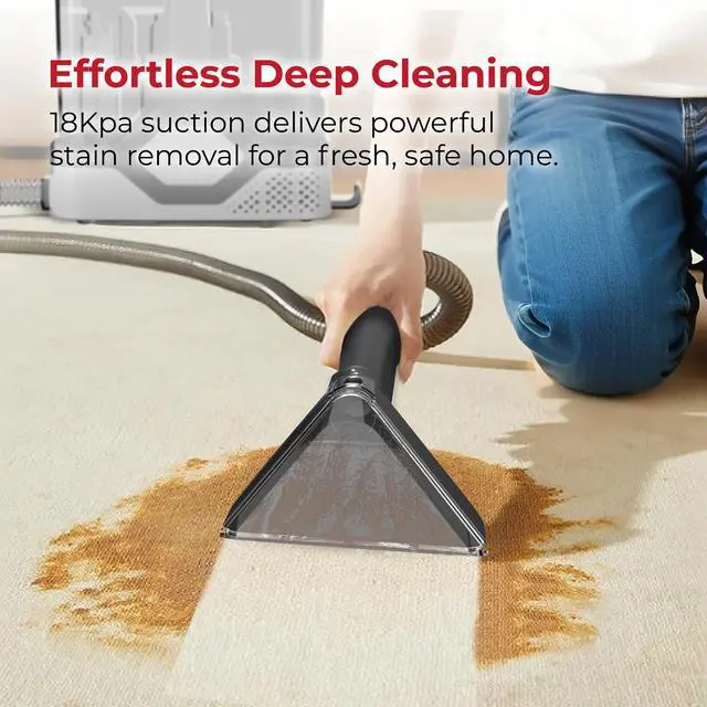 Alt view image 3 of 9 - Rosewill Multi-Purpose Portable Carpet and Upholstery Cleaner, Powerful Suction 17 kpa Spot Cleaner, Car and Auto Detailer, Stain/Spot Remover; Versatile Use: Carpet, Sofa, Pet Hair Use - Black & Gray