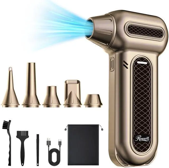 Main image of Rosewill Electric Air Duster - 130,000 RPM Super Power Cordless Compressed with Turbo Mode, 4-Gear Adjustable Mini Blower with Fast Charging, Inflation and Suction, Dust Blower for Computer, Keyboard