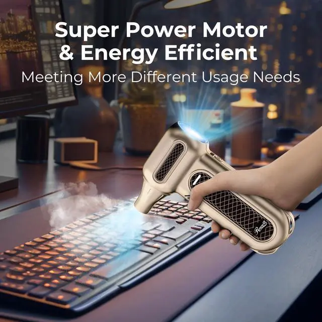 Alt view image 4 of 9 - Rosewill Electric Air Duster - 130,000 RPM Super Power Cordless Compressed with Turbo Mode, 4-Gear Adjustable Mini Blower with Fast Charging, Inflation and Suction, Dust Blower for Computer, Keyboard