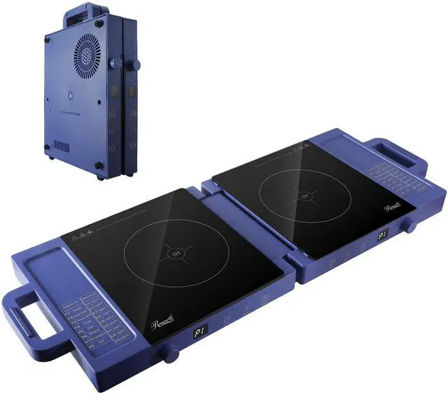 Main image of Rosewill Foldable Dual Induction Cooktop Burner, 1800W Portable Double Burner with 8 Cooking Modes & 9-Hour Timer, Auto Shutoff, Electric Stove for Home, Dorms, RVs - Blue
