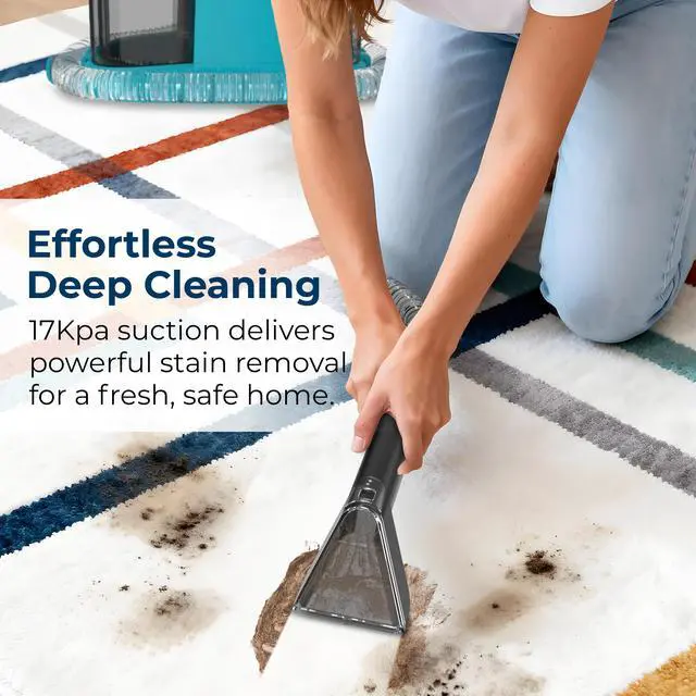 Alt view image 3 of 7 - Rosewill Multi-Purpose Portable Carpet and Upholstery Spot Cleaner, Powerful Suction 17 Kpa Spot Cleaner, Car and Auto Detailer, Stain/Spot Remover; Versatile Use: Carpet, Sofa, Pet Hair Use - Teal