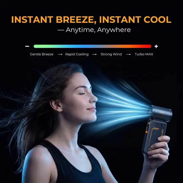 Alt view image 2 of 8 - Rosewill Portable Multi-Functional Fan with Power Bank & Flashlight - All-in-one Design with Rechargeable Cordless Air Duster & Vacuum Cleaner & Blower Functions, Pocket-Sized Handheld Fan for Travel, Outdoor, Car & PC Clean - Purple