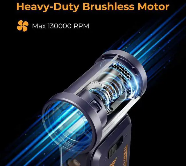 Alt view image 4 of 8 - Rosewill Portable Multi-Functional Fan with Power Bank & Flashlight - All-in-one Design with Rechargeable Cordless Air Duster & Vacuum Cleaner & Blower Functions, Pocket-Sized Handheld Fan for Travel, Outdoor, Car & PC Clean - Purple