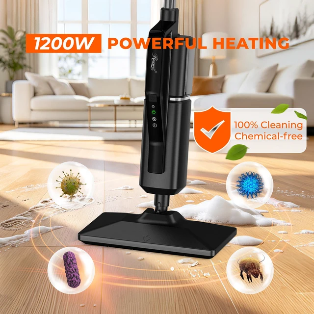 Alt view image 4 of 9 - Rosewill 11-in-1 Steam Mop, 230°F Detachable Handheld Steam Cleaner, 1300W Detachable Steam Mops for Floor Cleaning, Removable Tank, Multi-Purpose Steamer for Hardwood, Tile, Grout, Furniture- Black