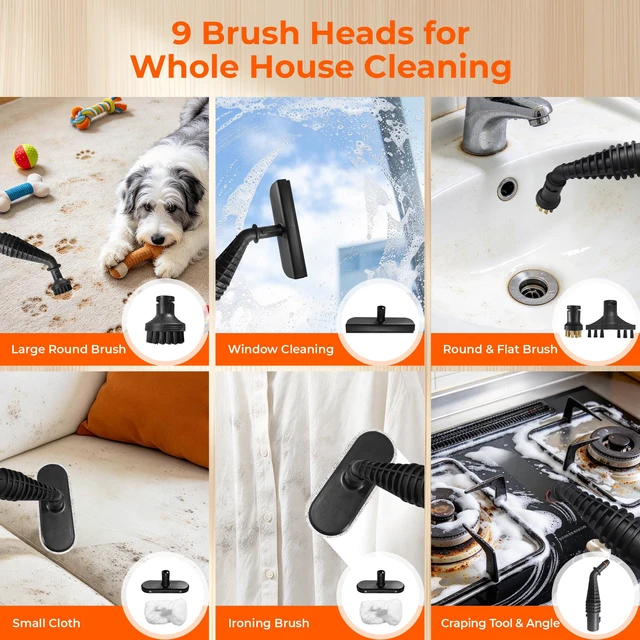 Alt view image 5 of 9 - Rosewill 11-in-1 Steam Mop, 230°F Detachable Handheld Steam Cleaner, 1300W Detachable Steam Mops for Floor Cleaning, Removable Tank, Multi-Purpose Steamer for Hardwood, Tile, Grout, Furniture- Black