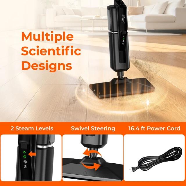 Alt view image 6 of 9 - Rosewill 11-in-1 Steam Mop, 230°F Detachable Handheld Steam Cleaner, 1300W Detachable Steam Mops for Floor Cleaning, Removable Tank, Multi-Purpose Steamer for Hardwood, Tile, Grout, Furniture- Black