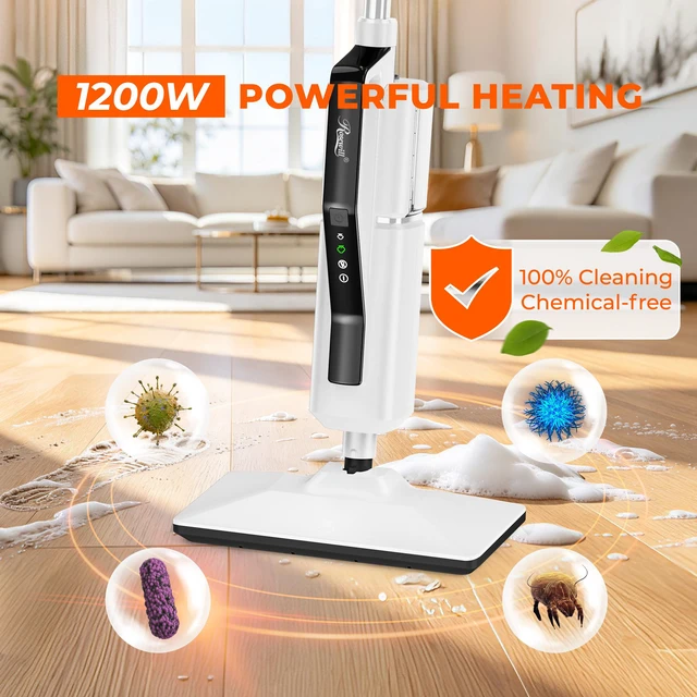 Alt view image 4 of 9 - Rosewill 11-in-1 Steam Mop, 230°F Detachable Handheld Steam Cleaner, 1300W Detachable Steam Mops for Floor Cleaning, Removable Tank, Multi-Purpose Steamer for Hardwood, Tile, Grout, Furniture - White