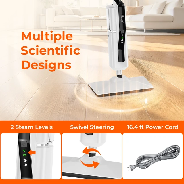 Alt view image 6 of 9 - Rosewill 11-in-1 Steam Mop, 230°F Detachable Handheld Steam Cleaner, 1300W Detachable Steam Mops for Floor Cleaning, Removable Tank, Multi-Purpose Steamer for Hardwood, Tile, Grout, Furniture - White