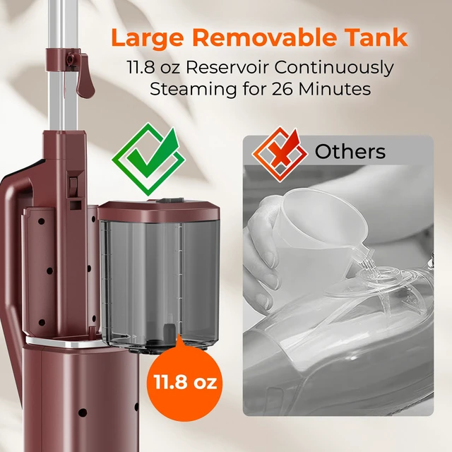 Alt view image 7 of 9 - Rosewill 11-in-1 Steam Mop, 230°F Detachable Handheld Steam Cleaner, 1300W Detachable Steam Mops for Floor Cleaning, Removable Tank, Multi-Purpose Steamer for Hardwood, Tile, Grout, Furniture - Rustic Red