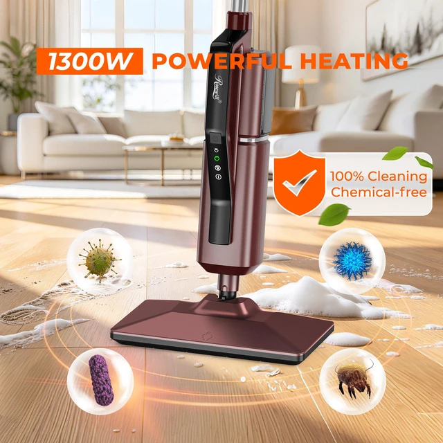 Alt view image 4 of 9 - Rosewill 11-in-1 Steam Mop, 230°F Detachable Handheld Steam Cleaner, 1300W Detachable Steam Mops for Floor Cleaning, Removable Tank, Multi-Purpose Steamer for Hardwood, Tile, Grout, Furniture - Rustic Red