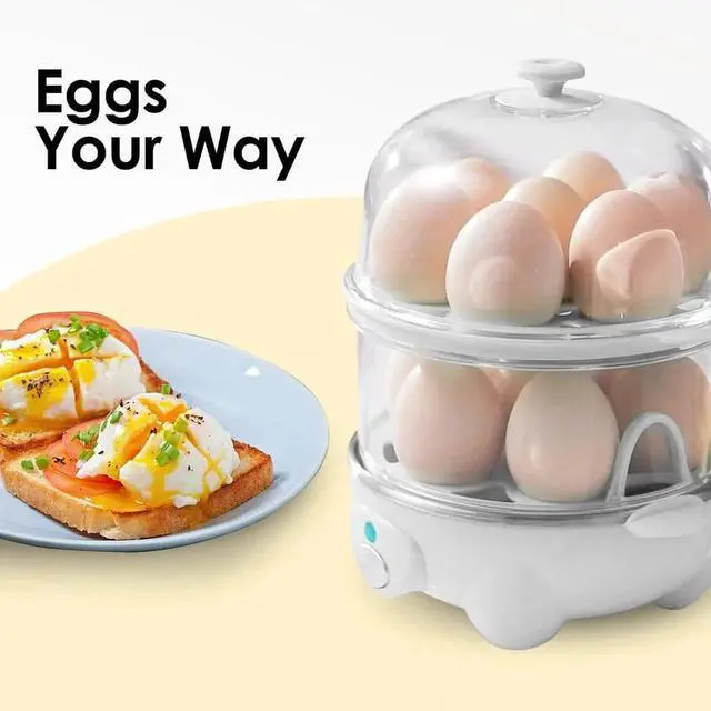 Alt view image 4 of 4 - Elite Cuisine EGC4150 White Automatic 2-Tier Egg Cooker/Steamer
