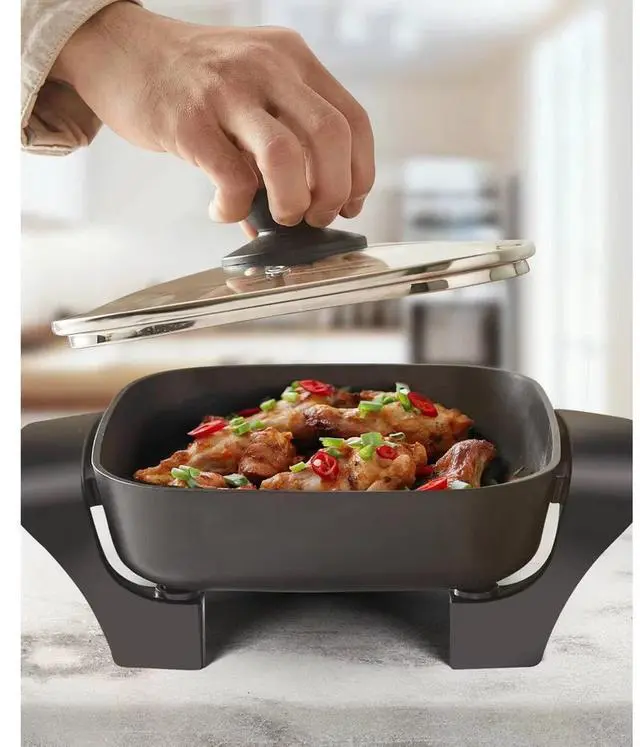 Alt view image 2 of 7 - Elite Cuisine EG688 8" Non-stick Electric Skillet with Tempered Glass Vented Lid