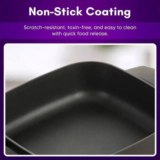 Alt view image 4 of 7 - Elite Cuisine EG688 8" Non-stick Electric Skillet with Tempered Glass Vented Lid