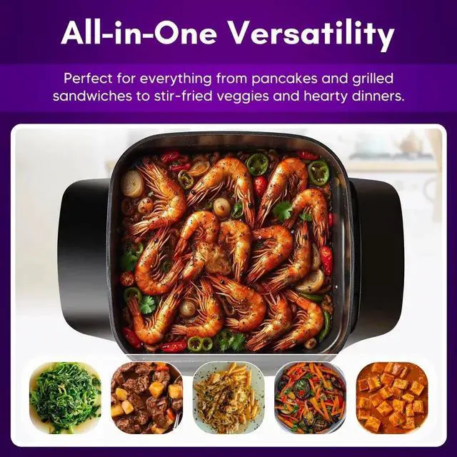 Alt view image 7 of 7 - Elite Cuisine EG688 8" Non-stick Electric Skillet with Tempered Glass Vented Lid
