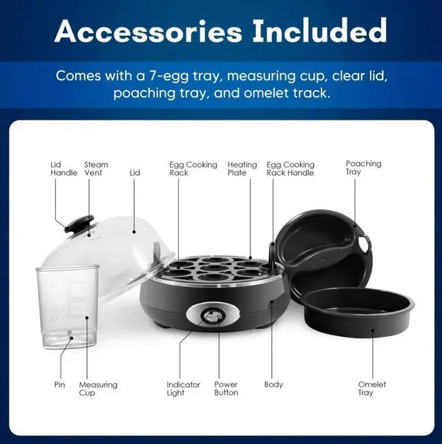 Alt view image 4 of 7 - Elite Cuisine EGC555 Automatic Easy Egg Cooker 7 Eggs Charcoal Gray