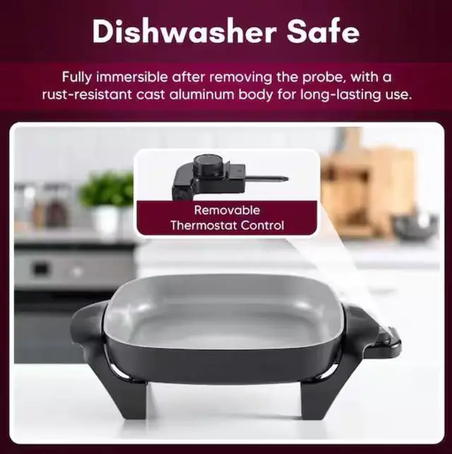 Alt view image 2 of 4 - Elite Cuisine EG2621 12 in. Ceramic Electric Skillet with Tempered Glass Lid