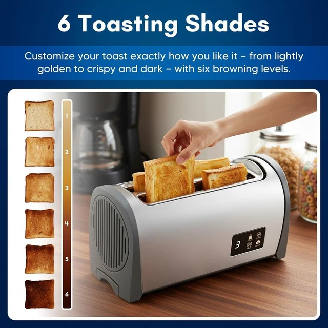 Alt view image 5 of 6 - Elite Cuisine ECTL3052 4-Slice Toaster, Long Slot, Stainless
