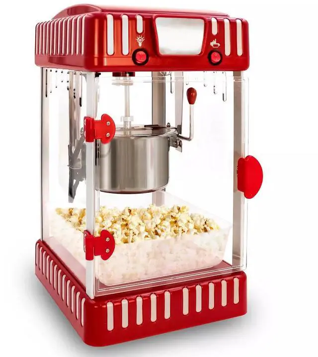 Main image of Elite Cuisine EPM502 Candy Apple Red / Silver Classic Tabletop 2.5oz Kettle Popcorn Maker