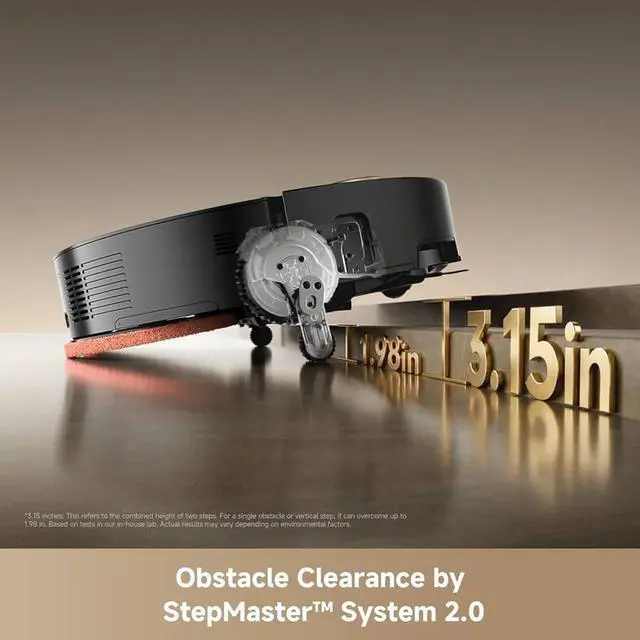 Alt view image 3 of 6 - Mova Mobius 60 Robot Vacuum and Mop - 30,000Pa Suction - Auto-Interchangeable Mop Pads - 3.15inches Obstacle Overcoming - Black