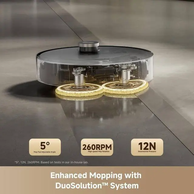 Alt view image 4 of 6 - Mova Mobius 60 Robot Vacuum and Mop - 30,000Pa Suction - Auto-Interchangeable Mop Pads - 3.15inches Obstacle Overcoming - Black